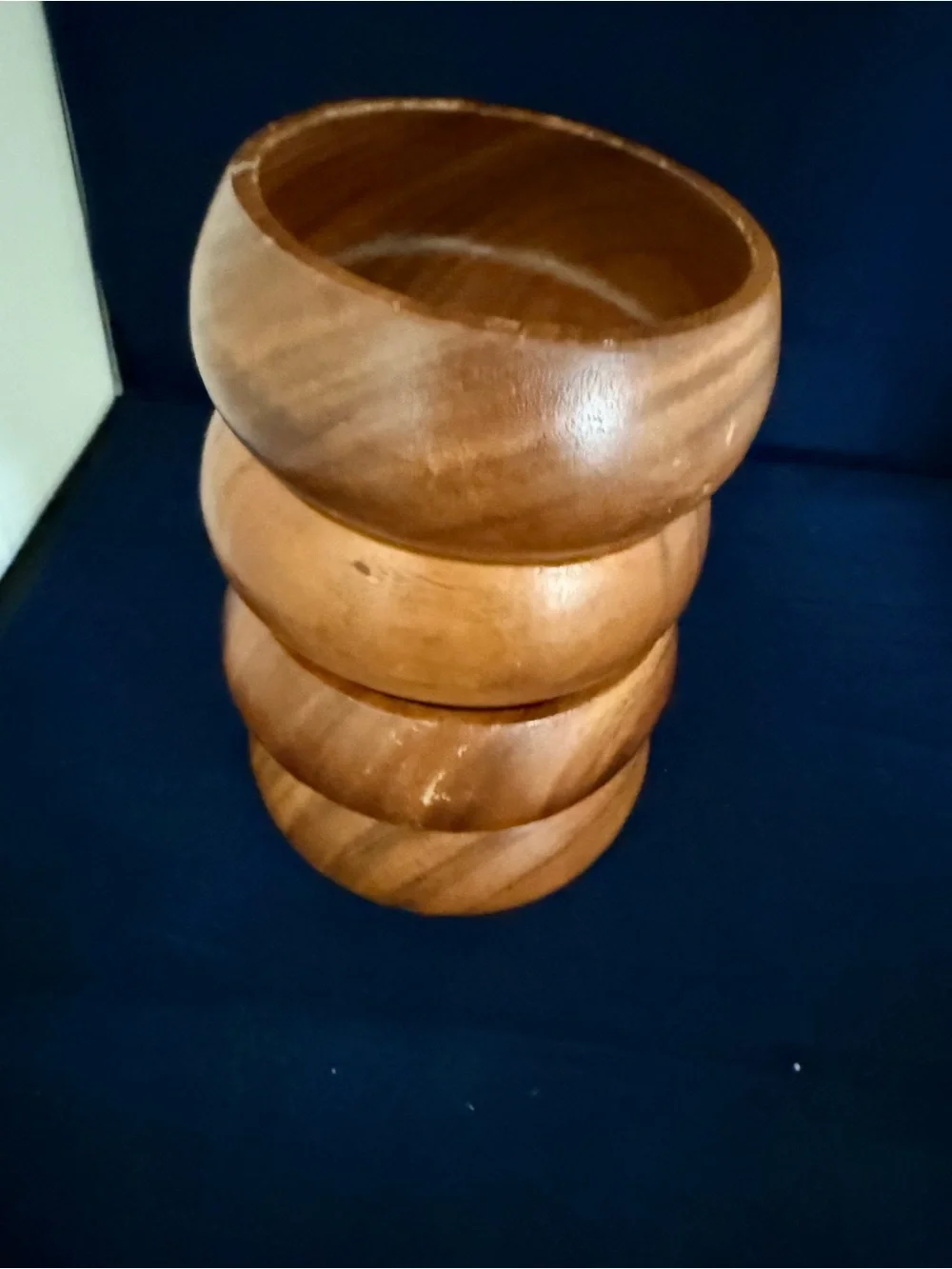 Handcrafted Brown Wood Stacking Bowls